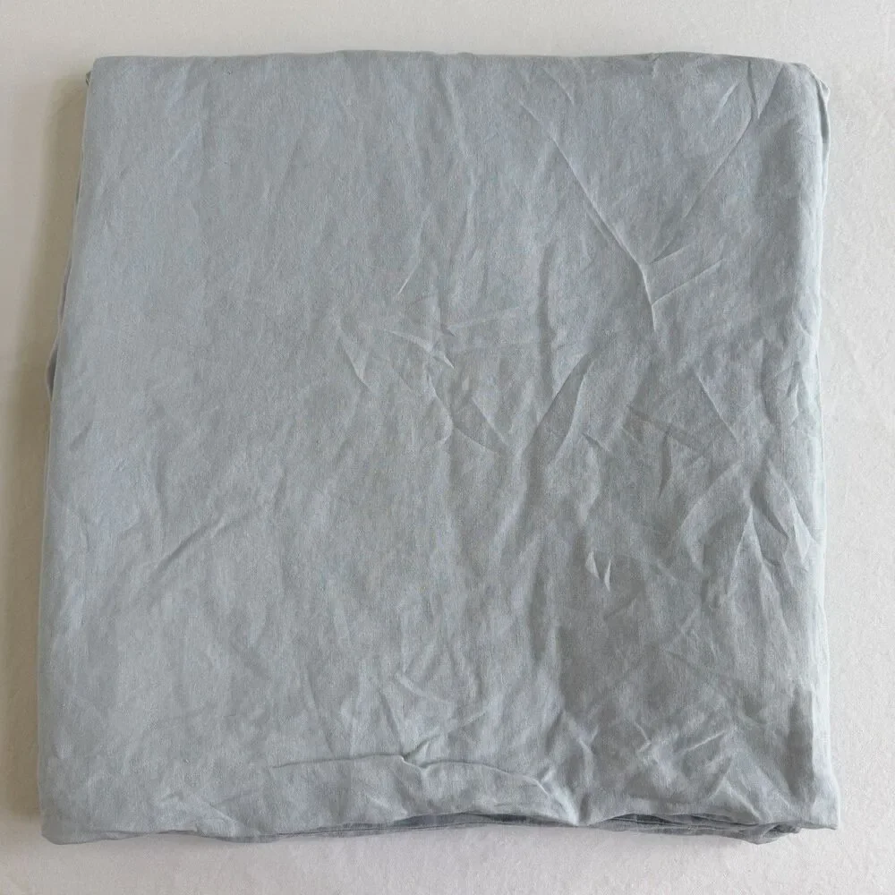 West Elm European Flax 100% Linen Duvet Cover Queen / Full Size Blue Gray